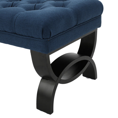 Classic Button Tufted Upholstered Ottoman Bench, Traditional Diamond Stitch Footrest with Half-Circle Legs