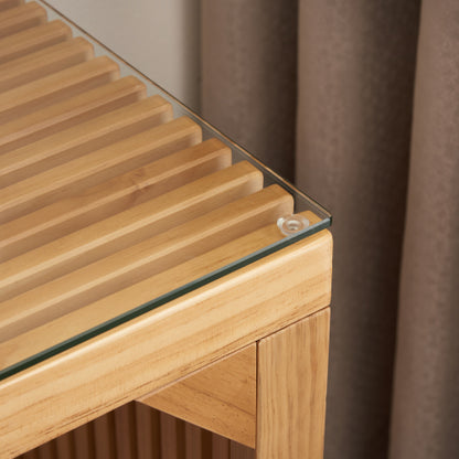 Natural Pine Dining Long Bench and Table Set – Versatile Indoor Wood Furniture for Entryway, Living Room, Kitchen, and Bedroom – Includes Small Tempered Glass Top