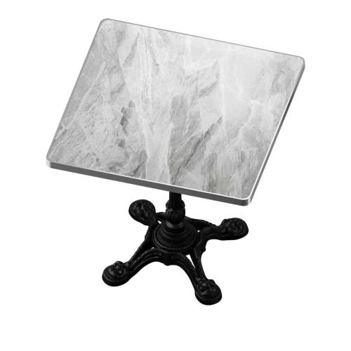 Marble-Look Sintered Stone Square Table - Heavy-Duty Cast Iron Base for Bistro, Cafe, Bar & Home Use
