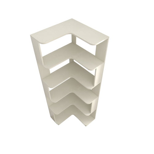 White 6-Tier L-Shaped Corner Bookshelf 21.65¡Á21.65¡Á64.57 Inch, Anti-fall Baffle Hollow Back Home Storage Rack