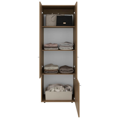 Armoir 66.9" H, 3 Doors, 3 Shelves, Natural Oak / White - Bedroom
