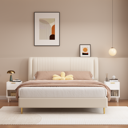 22.83'' H Modern White Nightstand with One Drawer and Open Shelf, Gold - Accented Handle, Ideal for Bedroom Decor