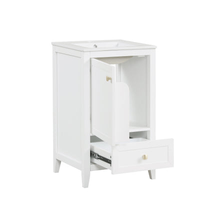 20" Bathroom Vanity with Sink, Bathroom Cabinet with Soft Closing Door, Storage Rack and A Drawer, White(Old SKU:N725P185452K)