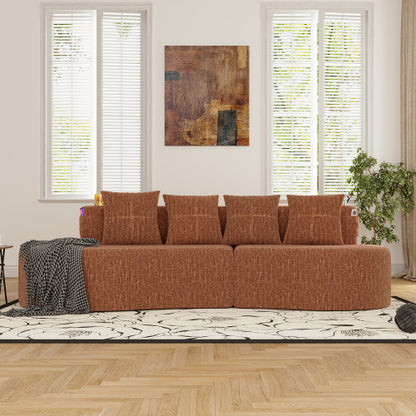 Modern Half-Moon Curved 3-Seat Modular Chenille Sofa No-Assembly for Living-Room Office Apartment