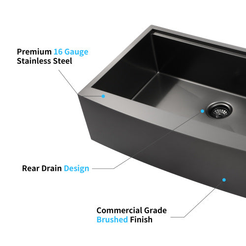 33x22x10"Farmhouse Apron Single Bowl Stainless Steel Kitchen Sink with Workstation