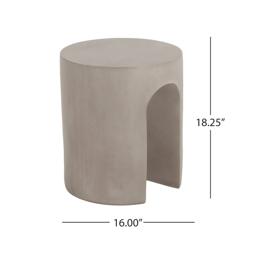 Outdoor MGO Round with U-Shape Side Table, Light Grey
