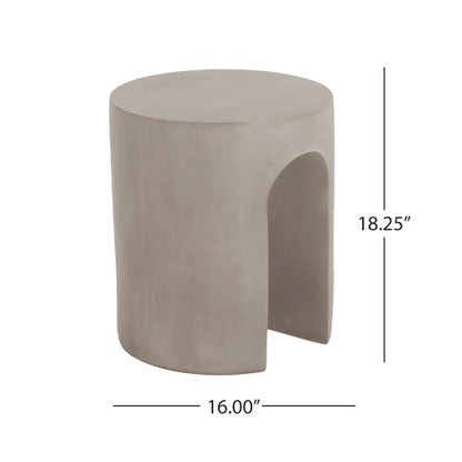 Outdoor MGO Round with U-Shape Side Table, Light Grey