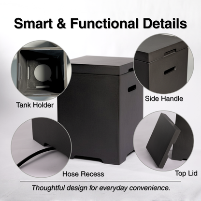 Propane Tank Cover Table, Outdoor Cylinder Hideaway Table for Gas Fire Pit and Gas Griddle, Outdoor Side Table for Fire Pit, Light Concrete, Dark Grey