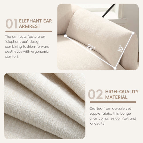 37 inch  Chenille Single Sofa Chair, Storage Ottoman, Dual Charging Ports, Phone Holder