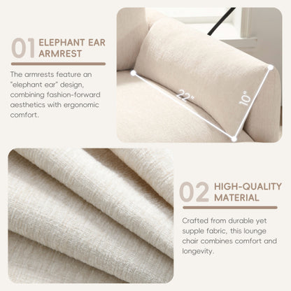 37 inch  Chenille Single Sofa Chair, Storage Ottoman, Dual Charging Ports, Phone Holder