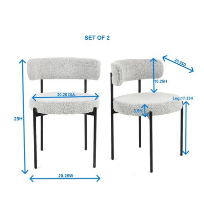 3-Piece Round Dining Set with Trestle Table and Boucle Chairs