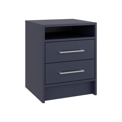 Modern Nightstand with Open Shelf and 2 Drawers, Minimalist Bedside Storage Table