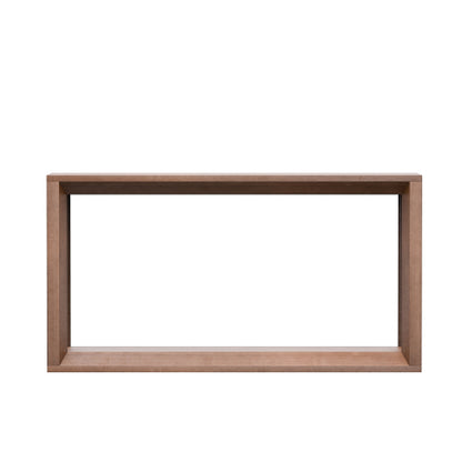 60 inch Rectangular Solid Wood Veneer Console Table, Wide Sofa Table,  Behind Couch Table with Ample Storage for Entryway & Living Room, Dark Brown