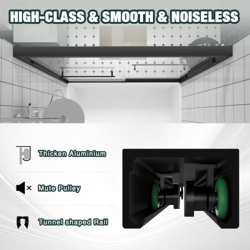 56-60"x58" Aluminum Frame Double Sliding Bathtub Screen,Bypass Bathroom Sliding Door with Premium 1/4" (6mm) Clear Tempered Glass, Black Hardware Sliding Glass Shower Enclosure,Matte Black Finished