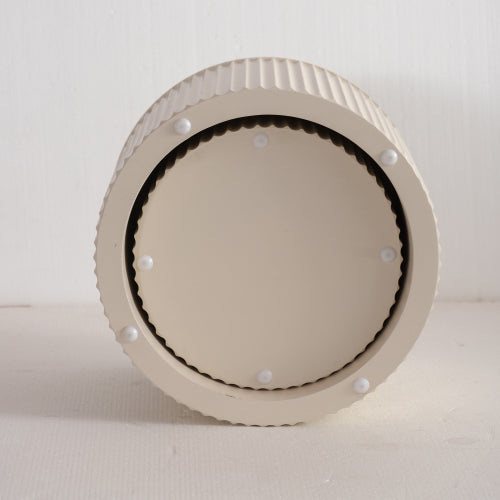 2-Piece Beige Nesting Drum Coffee Table with Wave Stripes
