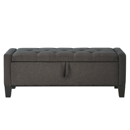 Ottoman with Storage, Storage Ottoman Bench with Safety Hinge 350 lbs Weight, Upholstered Entryway Bench with Seating for Bedroom, Living Room - Dark Gray