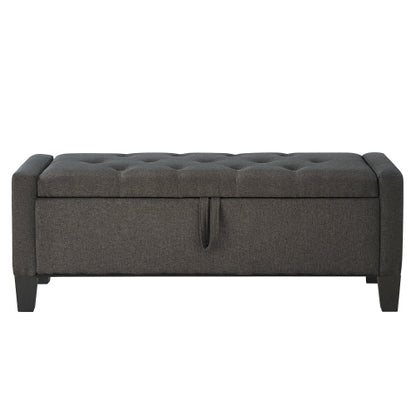 Ottoman with Storage, Storage Ottoman Bench with Safety Hinge 350 lbs Weight, Upholstered Entryway Bench with Seating for Bedroom, Living Room - Dark Gray