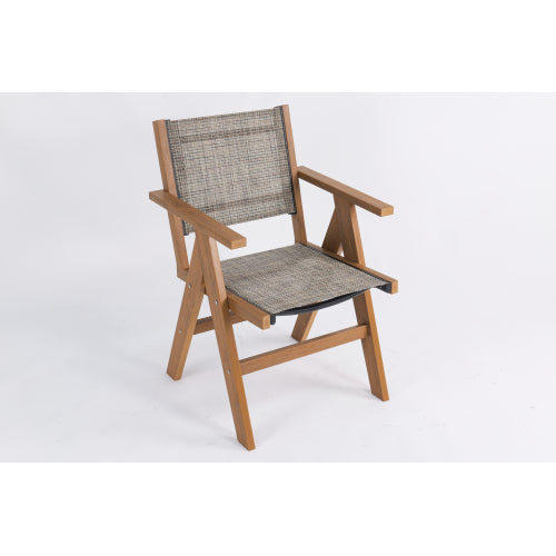 Lounge chair teak color, suitable for all seasons: Outdoor lounge chair, made of sturdy HIPS material, equipped with 304 stainless steel accessories.