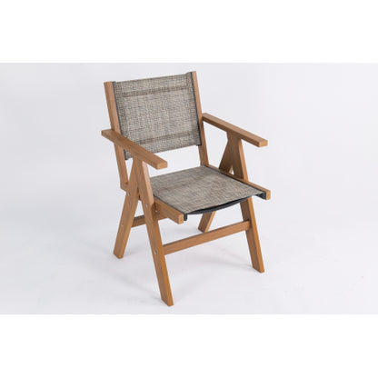 Lounge chair teak color, suitable for all seasons: Outdoor lounge chair, made of sturdy HIPS material, equipped with 304 stainless steel accessories.