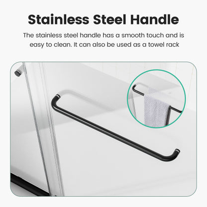 44"-48"W*72" H Semi-Frameless Double Sliding Shower Door, Bypass Shower Door, 1/4" (6mm) Thick SGCC Tempered Glass Door, Matte Black
