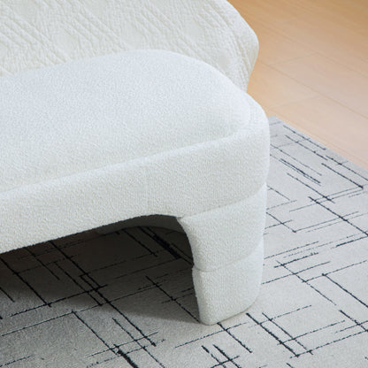64.96inch Wide Modern Upholstered Armless Upholstered Bedroom Benches End of Bed Bench for Entryway, Ottoman Foot Stool for Living Room and Bedroom, Entryway,White Boucle