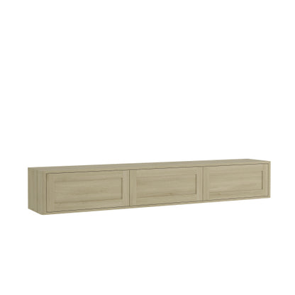 Wood Floating Wall Mount High Gloss TV Cabinet with 16 Color LED Lights & Built-in Power Ports