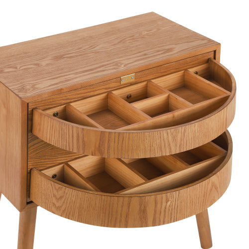 Rotating Hidden Compartment Nightstands, Mid Century Modern Concealment Furniture, Rattan Bed Side Table, Compartment End Table with Wood Legs, Bedside Tables for Bedroom, Living Room, Dorm, Natural