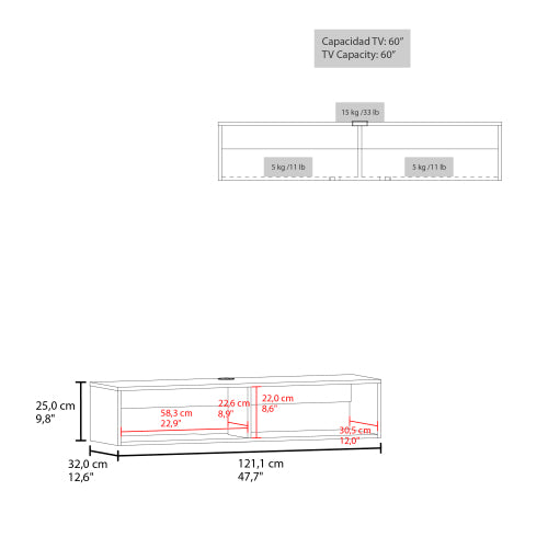 White Floating Entertainment Center with Open Storage Shelves