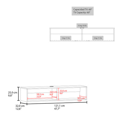 White Floating Entertainment Center with Open Storage Shelves