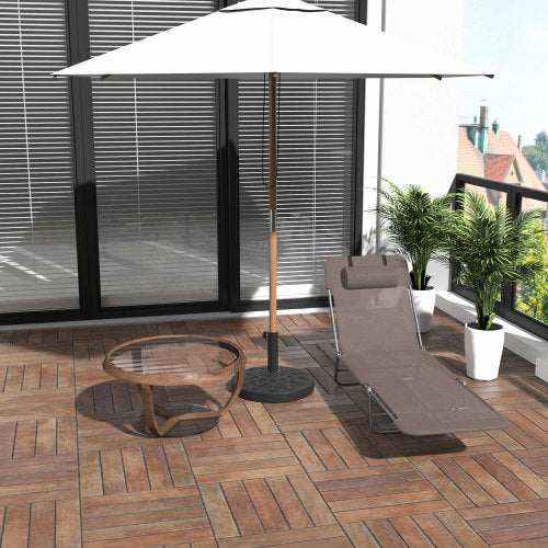 Outsunny Folding Chaise Lounge Chair, Pool Sun Tanning Chair, Outdoor Lounge Chair with 5-Position Reclining Back, Breathable Mesh Seat, Headrest for Beach, Yard, Patio, Brown