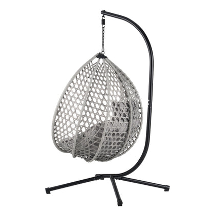 U_STYLE Sturdy Hammock Chair with Stand, Durable Hanging Egg Chair with Rattan Weaving ,Comfortable Indoor Outdoor Swing chairs with Soft Removable Cushion,Suitable for Balcony, Bedroom,or Garden