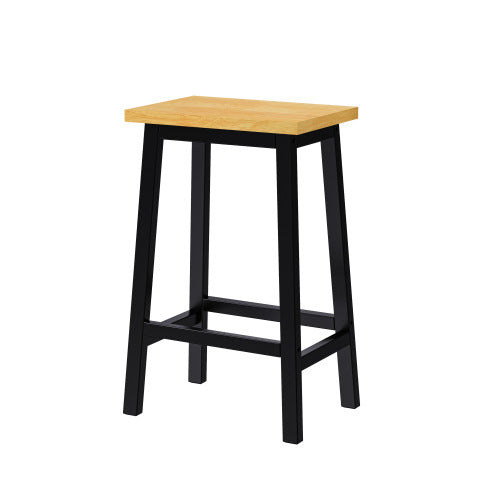 Solid Wood Bar Stools (Not Cheap Iron), 25.6inch Tall Set of 2 Bar Chairs, Kitchen Counter Stools with Footrests, Farmhouse Stools for Dining Room, Kitchen, Counter, Black