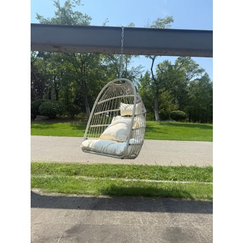 Outdoor garden rattan egg swing chair hanging chair PE hanging chair WHITE