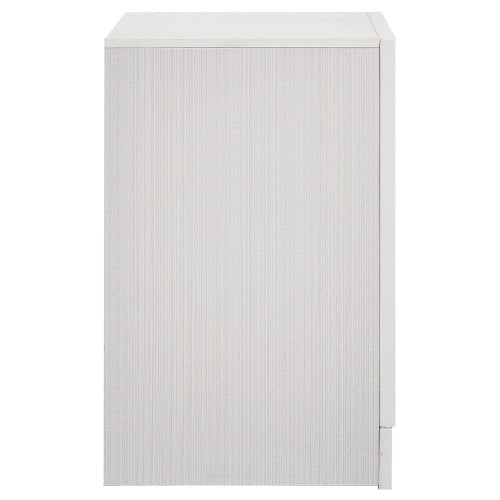 White 2 Drawer Nightstand with Hidden Jewelry Tray, Glam Bedside Table with Crystal Handles, Bedroom Storage Cabinet