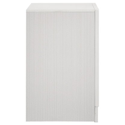 White 2 Drawer Nightstand with Hidden Jewelry Tray, Glam Bedside Table with Crystal Handles, Bedroom Storage Cabinet