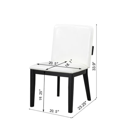 PU Leather Upholstered Rubberwood Dining Chairs, Set of 2, White/Black