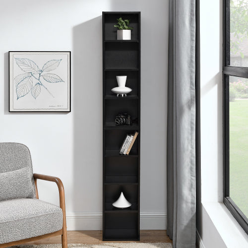 70.9 Inch 8-Tier Detachable Adjustable Slim Media Storage Tower Home Narrow Bookcase