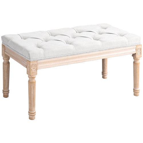 32inch  End of Bed Bench, Upholstered Bedroom Bench, Cream White