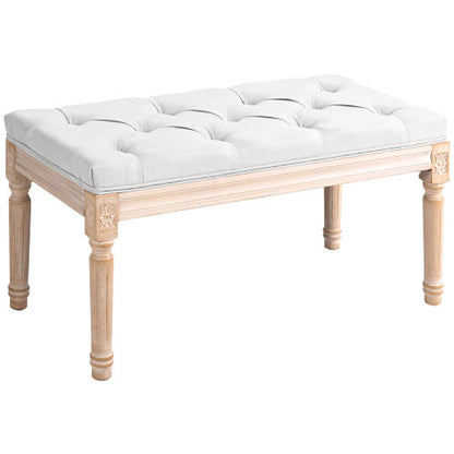 32inch  End of Bed Bench, Upholstered Bedroom Bench, Cream White