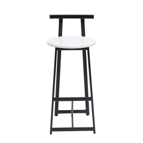 Bar Stools Kitchen Island Bar Chairs Set of 3 Metal Counter Barstools with Backrest for Dining Pub Room (Black & White)