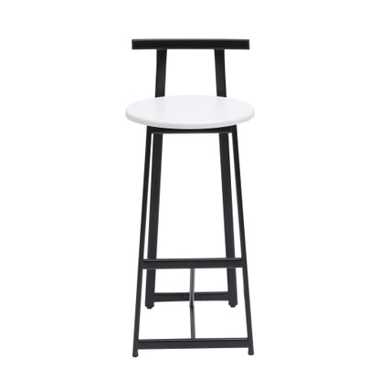 Bar Stools Kitchen Island Bar Chairs Set of 3 Metal Counter Barstools with Backrest for Dining Pub Room (Black & White)