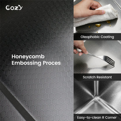 Waterfall Kitchen Sink, Stainless Steel Single Bowl in Black, Multifunctional Workstation with Flying-rain Faucet and Cutting Board, 30×22″ Stainless Steel Single Bowl Sink, SSBL12