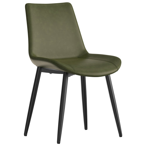 PU Leather Dining Chairs with Adjustable Feet, Set of 4, Olive Green