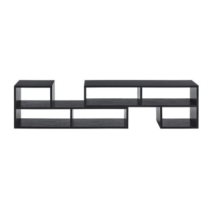 Adjustable Freestyle Modular Black TV Console Multi Compartment Open Storage Entertainment Center