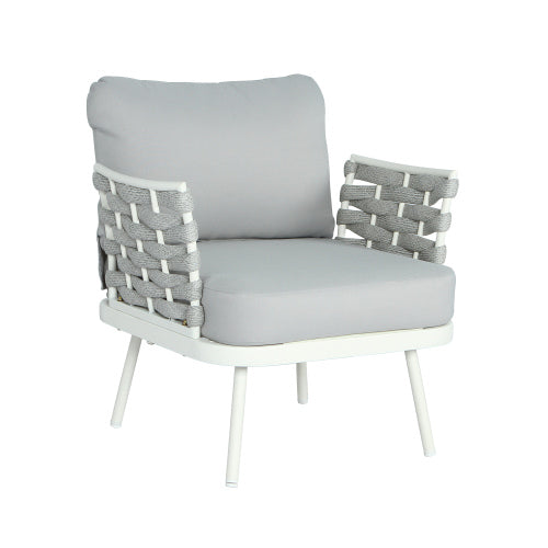 Mariano Steel Club Chair Set of 2, Off White+Grey
