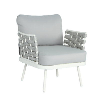 Mariano Steel Club Chair Set of 2, Off White+Grey
