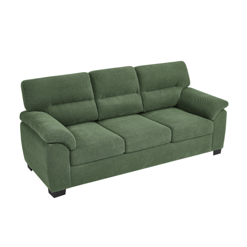 Green Modern 3-Seater Upholstered Sofa,Textured Fabric,Solid Wood Frame