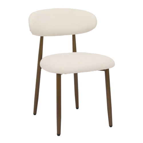 Modern Fabric Upholstered Metal Dining Side Chairs with Foot Pegs, Set of 2, Beige