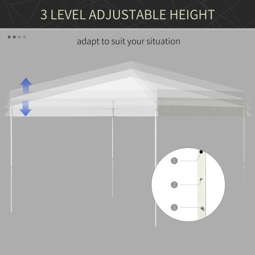 Outsunny 13' x 13' Pop Up Canopy Tent, Instant Sun Shelter, Tents for Parties, Height Adjustable, with Wheeled Carry Bag for Outdoor, Garden, Patio, Parties, White