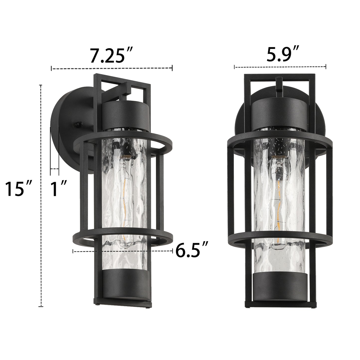 " Dusk to Dawn Outdoor Hardwired Wall Lantern Sconce with No Bulbs Included"